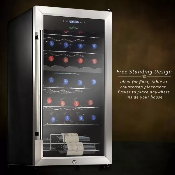 imageNutriChef PKCWC240 Cellar Cooler for White and Red Wines Chiller 24 Bottle Dual ZoneBlack28 Bottle Dual Zone  Stainless Steel