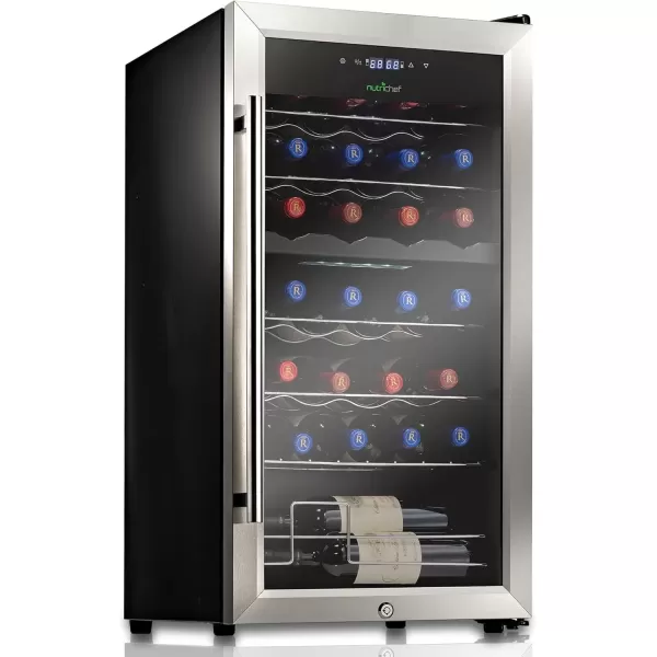 imageNutriChef PKCWC240 Cellar Cooler for White and Red Wines Chiller 24 Bottle Dual ZoneBlack28 Bottle Dual Zone  Stainless Steel