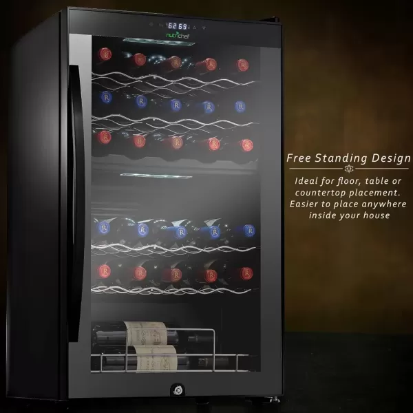 imageNutriChef PKCWC240 Cellar Cooler for White and Red Wines Chiller 24 Bottle Dual ZoneBlack33 Bottle Dual Zone  Black