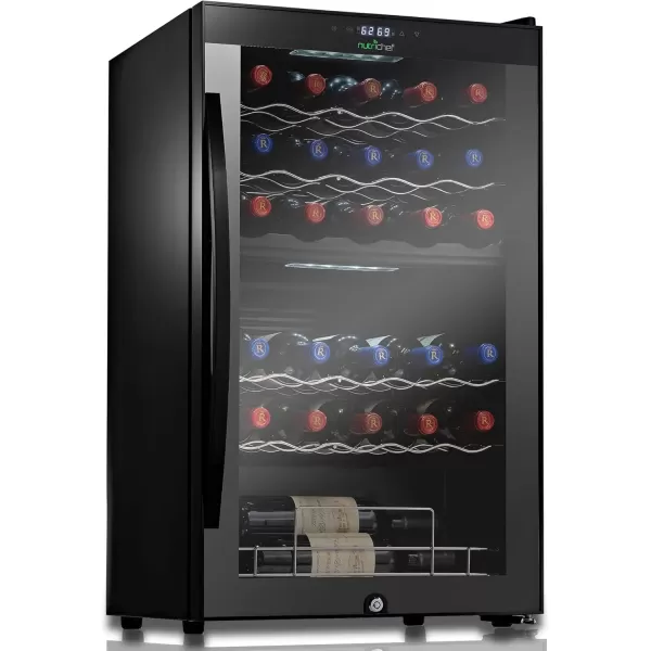 imageNutriChef PKCWC240 Cellar Cooler for White and Red Wines Chiller 24 Bottle Dual ZoneBlack33 Bottle Dual Zone  Black