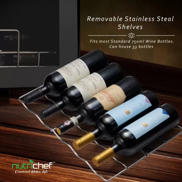 imageNutriChef PKCWC240 Cellar Cooler for White and Red Wines Chiller 24 Bottle Dual ZoneBlack33 Bottle Dual Zone  Black