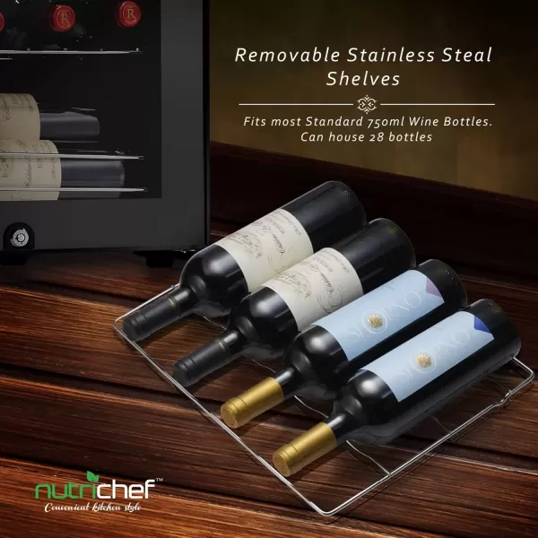 imageNutriChef PKCWC240 Cellar Cooler for White and Red Wines Chiller 24 Bottle Dual ZoneBlackBlack