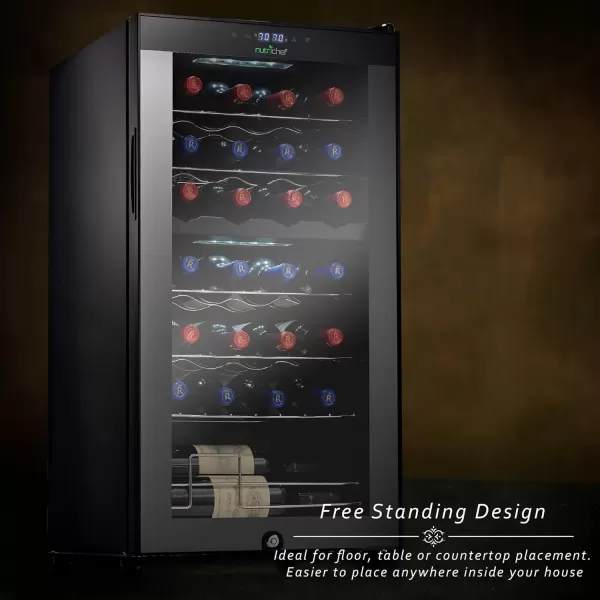 imageNutriChef PKCWC240 Cellar Cooler for White and Red Wines Chiller 24 Bottle Dual ZoneBlackBlack