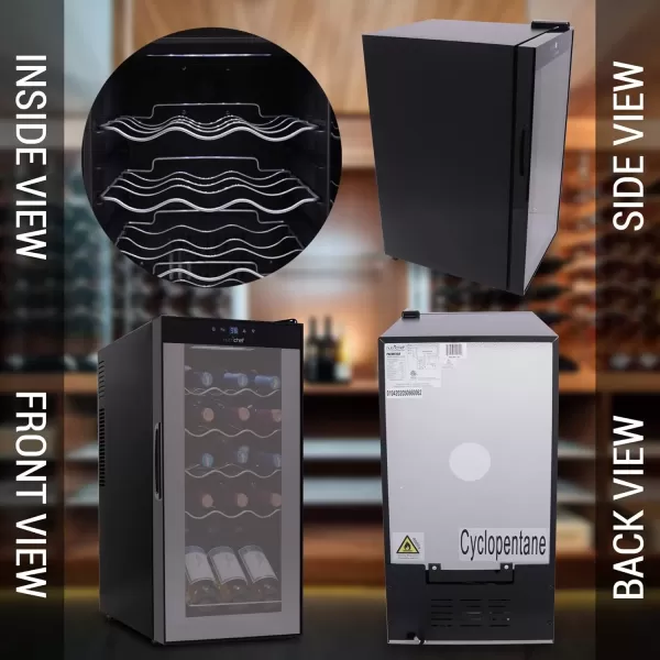imageNutriChef PKCWC340 Wine Refrigerator Cellar Storage and 9345 Liters Internal Capacity Single Zone Chiller with Digital Touch Button Control Placement for Standing Air Tight Seal 34 BottleBlackBlack