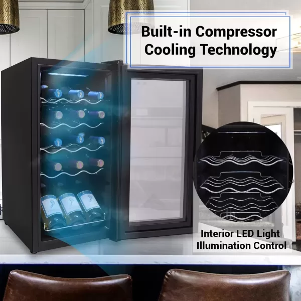 imageNutriChef PKCWC340 Wine Refrigerator Cellar Storage and 9345 Liters Internal Capacity Single Zone Chiller with Digital Touch Button Control Placement for Standing Air Tight Seal 34 BottleBlackBlack