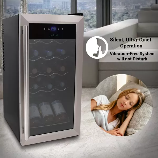 imageNutriChef PKCWC340 Wine Refrigerator Cellar Storage and 9345 Liters Internal Capacity Single Zone Chiller with Digital Touch Button Control Placement for Standing Air Tight Seal 34 BottleBlackStainless Steel