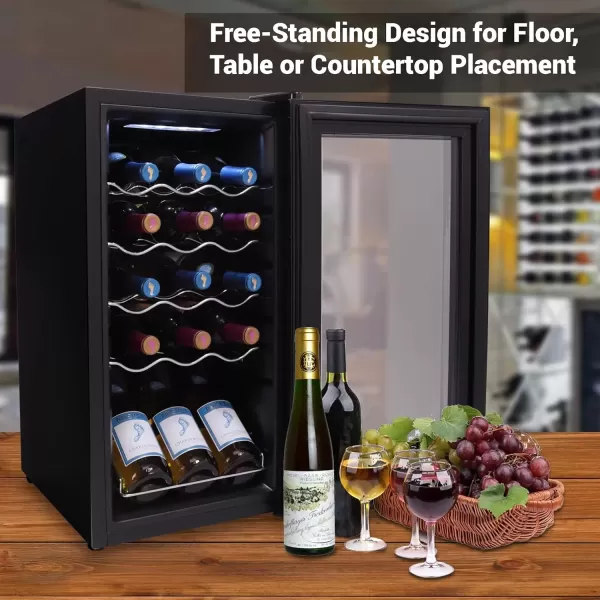 imageNutriChef PKCWC340 Wine Refrigerator Cellar Storage and 9345 Liters Internal Capacity Single Zone Chiller with Digital Touch Button Control Placement for Standing Air Tight Seal 34 BottleBlackBlack