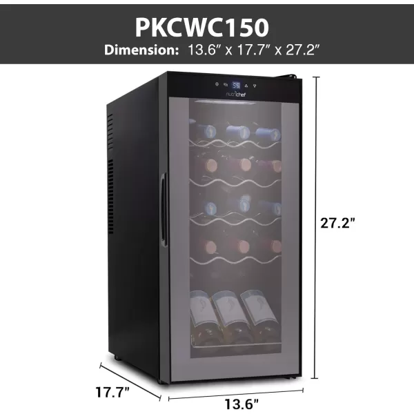 imageNutriChef PKCWC340 Wine Refrigerator Cellar Storage and 9345 Liters Internal Capacity Single Zone Chiller with Digital Touch Button Control Placement for Standing Air Tight Seal 34 BottleBlackBlack