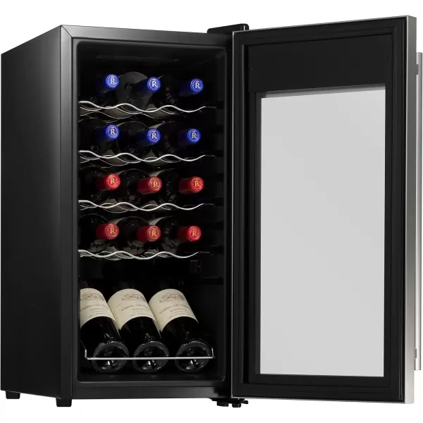 imageNutriChef PKCWC340 Wine Refrigerator Cellar Storage and 9345 Liters Internal Capacity Single Zone Chiller with Digital Touch Button Control Placement for Standing Air Tight Seal 34 BottleBlackStainless Steel