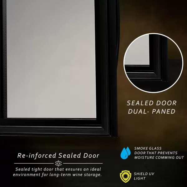 imageNutriChef PKCWC340 Wine Refrigerator Cellar Storage and 9345 Liters Internal Capacity Single Zone Chiller with Digital Touch Button Control Placement for Standing Air Tight Seal 34 BottleBlackBlack