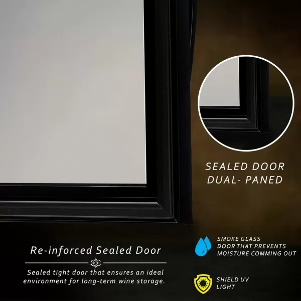 imageNutriChef PKCWC340 Wine Refrigerator Cellar Storage and 9345 Liters Internal Capacity Single Zone Chiller with Digital Touch Button Control Placement for Standing Air Tight Seal 34 BottleBlackBlack