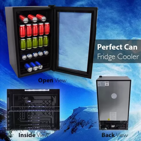 imageNutriChef PKTEBC805 1869 Gallon FreestandingKitchen Countertop Black Electric Center Cooler Soda Beer Refrigerator wBuiltin Fan Clear Glass Door 132Can Canned Beverage Mini Fridge