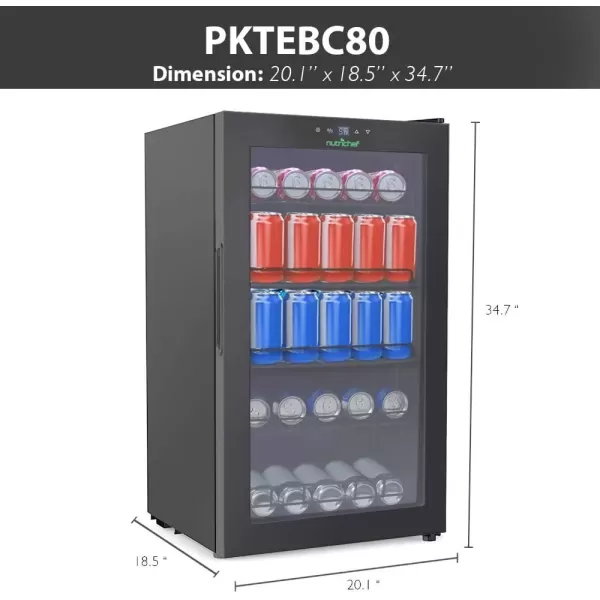 imageNutriChef PKTEBC805 1869 Gallon FreestandingKitchen Countertop Black Electric Center Cooler Soda Beer Refrigerator wBuiltin Fan Clear Glass Door 132Can Canned Beverage Mini Fridge
