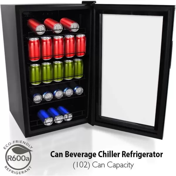 imageNutriChef PKTEBC805 1869 Gallon FreestandingKitchen Countertop Black Electric Center Cooler Soda Beer Refrigerator wBuiltin Fan Clear Glass Door 132Can Canned Beverage Mini Fridge