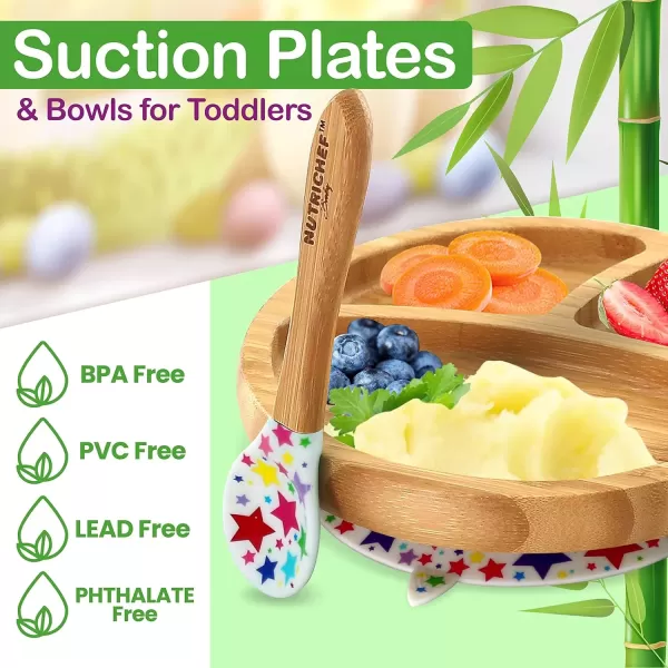 imageNutriChef Round Bamboo Baby Plate Star Set with Bib