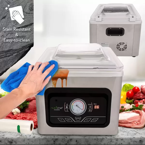 imageNutriChef Vacuum Sealer Machine  350W Commercial 8L Chamber Type Automatic Food Sealer System  Air Seal Machine Meat Packing Sealing Storage Preservation Sous Vide Vac Roll Bags
