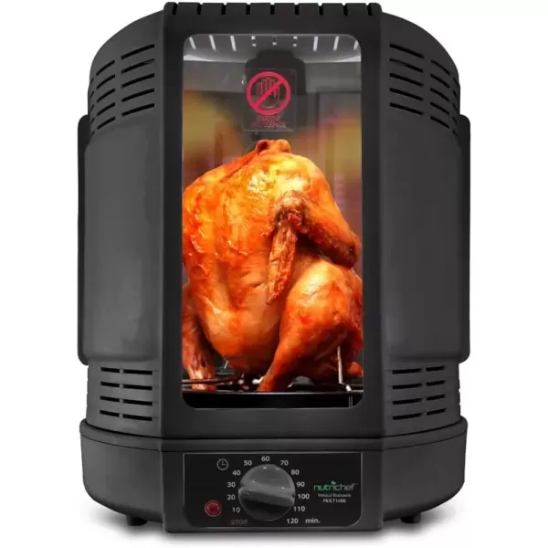 imageNutriChef Vertical Countertop Rotisserie Oven Roaster Rotating Shawarma And Kebab Machine with Skewer and Rack Basket Tower Roasting Rack Poultry Tower Drip Tray For Meat Chicken Turkey LambBlack
