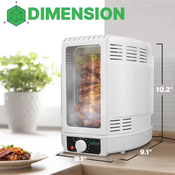imageNutriChef Vertical Countertop Rotisserie Oven Roaster Rotating Shawarma And Kebab Machine with Skewer and Rack Basket Tower Roasting Rack Poultry Tower Drip Tray For Meat Chicken Turkey LambWhite