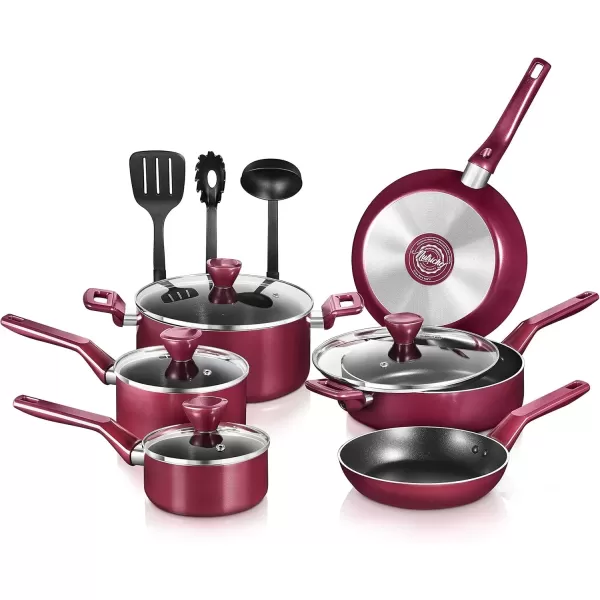 imageNutriChefKitchen Kitchenware Pots ampamp Pans  Stylish Kitchen Cookware Set NonStick 13Piece Set Brown One Size NCCWA13BR5Red