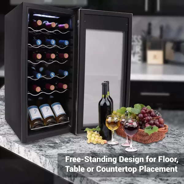 imageNutrichef 18 Bottle Slim Wine Fridge  Red ampamp White Wine Chiller  Adjustable Temperature Control 41F to 64F  Ultra Quiet Operation  Mini Wine Cooler for Home ampamp Office 30x13x17 INStainless Steel