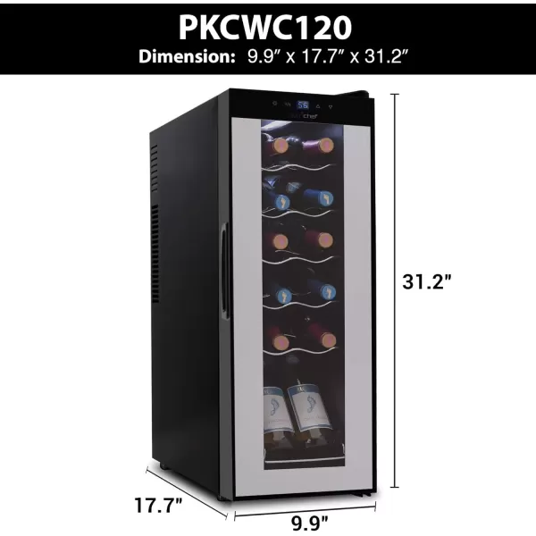 imageNutrichef 18 Bottle Slim Wine Fridge  Red ampamp White Wine Chiller  Adjustable Temperature Control 41F to 64F  Ultra Quiet Operation  Mini Wine Cooler for Home ampamp Office 30x13x17 INBlack