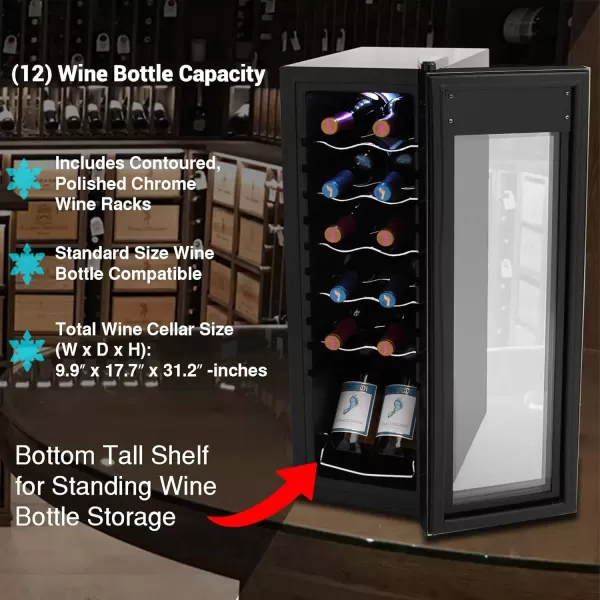 imageNutrichef 18 Bottle Slim Wine Fridge  Red ampamp White Wine Chiller  Adjustable Temperature Control 41F to 64F  Ultra Quiet Operation  Mini Wine Cooler for Home ampamp Office 30x13x17 INBlack