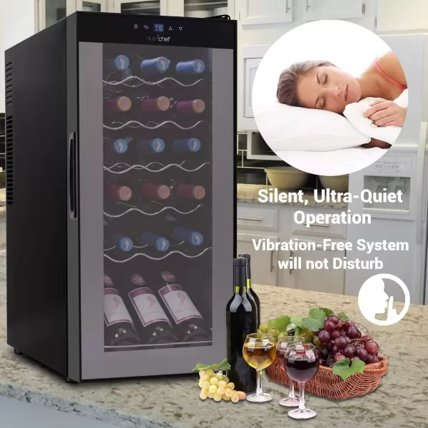 imageNutrichef 18 Bottle Slim Wine Fridge  Red ampamp White Wine Chiller  Adjustable Temperature Control 41F to 64F  Ultra Quiet Operation  Mini Wine Cooler for Home ampamp Office 30x13x17 INBlack