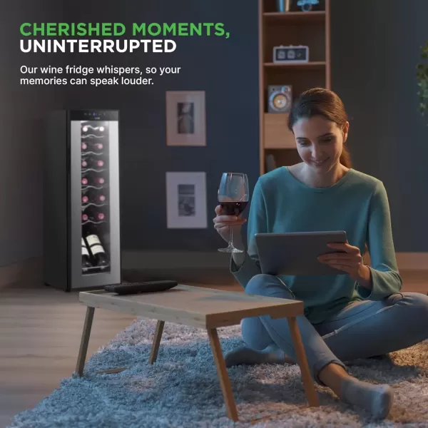imageNutrichef 18 Bottle Slim Wine Fridge  Red ampamp White Wine Chiller  Adjustable Temperature Control 41F to 64F  Ultra Quiet Operation  Mini Wine Cooler for Home ampamp Office 30x13x17 INBlack