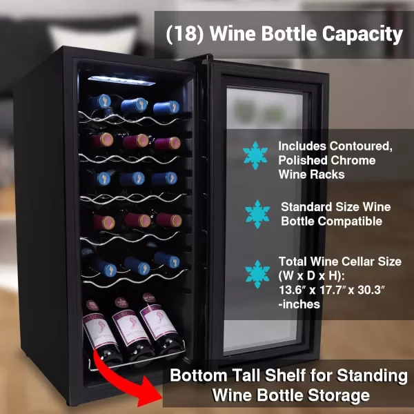imageNutrichef 18 Bottle Slim Wine Fridge  Red ampamp White Wine Chiller  Adjustable Temperature Control 41F to 64F  Ultra Quiet Operation  Mini Wine Cooler for Home ampamp Office 30x13x17 INBlack