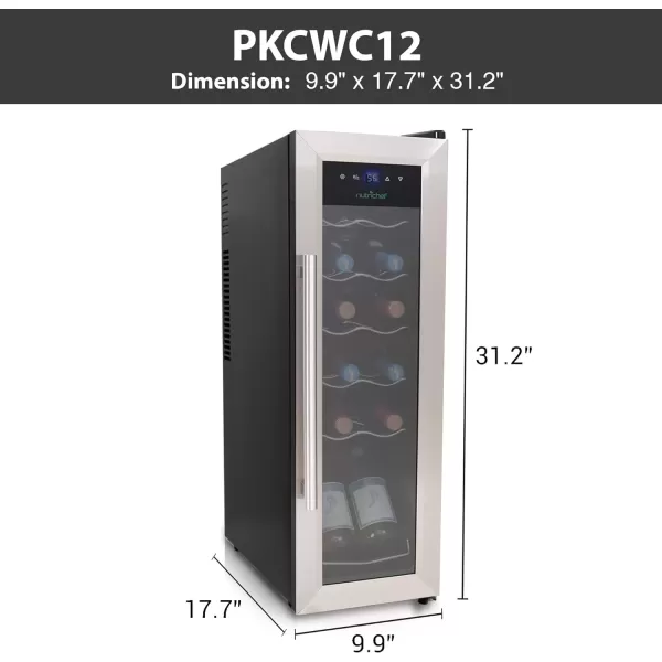 imageNutrichef 18 Bottle Slim Wine Fridge  Red ampamp White Wine Chiller  Adjustable Temperature Control 41F to 64F  Ultra Quiet Operation  Mini Wine Cooler for Home ampamp Office 30x13x17 INStainless Steel
