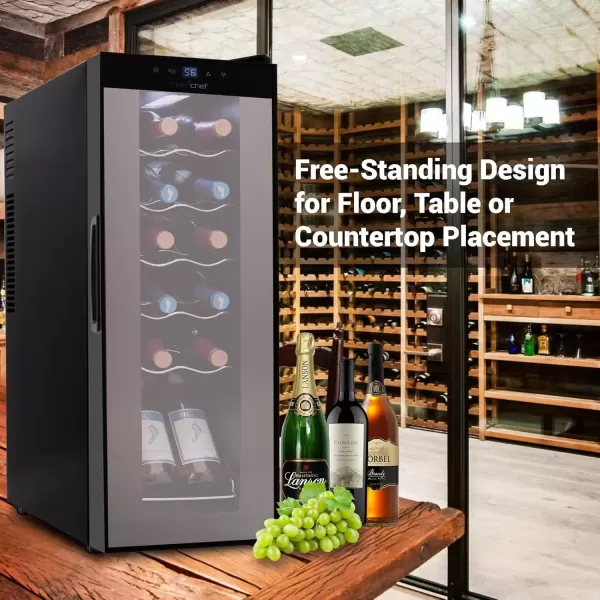 imageNutrichef 18 Bottle Slim Wine Fridge  Red ampamp White Wine Chiller  Adjustable Temperature Control 41F to 64F  Ultra Quiet Operation  Mini Wine Cooler for Home ampamp Office 30x13x17 INBlack