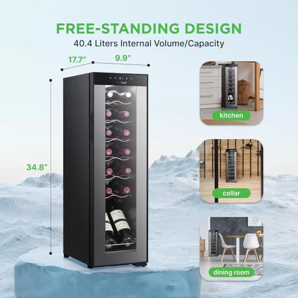 imageNutrichef 18 Bottle Slim Wine Fridge  Red ampamp White Wine Chiller  Adjustable Temperature Control 41F to 64F  Ultra Quiet Operation  Mini Wine Cooler for Home ampamp Office 30x13x17 INBlack