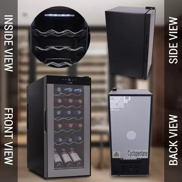 imageNutrichef 18 Bottle Slim Wine Fridge  Red ampamp White Wine Chiller  Adjustable Temperature Control 41F to 64F  Ultra Quiet Operation  Mini Wine Cooler for Home ampamp Office 30x13x17 INBlack