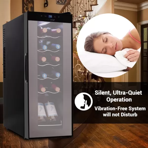 imageNutrichef 18 Bottle Slim Wine Fridge  Red ampamp White Wine Chiller  Adjustable Temperature Control 41F to 64F  Ultra Quiet Operation  Mini Wine Cooler for Home ampamp Office 30x13x17 INBlack