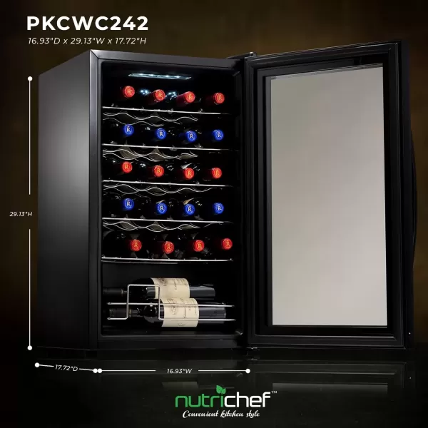 imageNutrichef 18 Bottle Slim Wine Fridge  Red ampamp White Wine Chiller  Adjustable Temperature Control 41F to 64F  Ultra Quiet Operation  Mini Wine Cooler for Home ampamp Office 30x13x17 INBlack