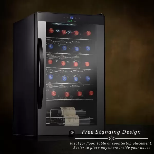 imageNutrichef 18 Bottle Slim Wine Fridge  Red ampamp White Wine Chiller  Adjustable Temperature Control 41F to 64F  Ultra Quiet Operation  Mini Wine Cooler for Home ampamp Office 30x13x17 INBlack
