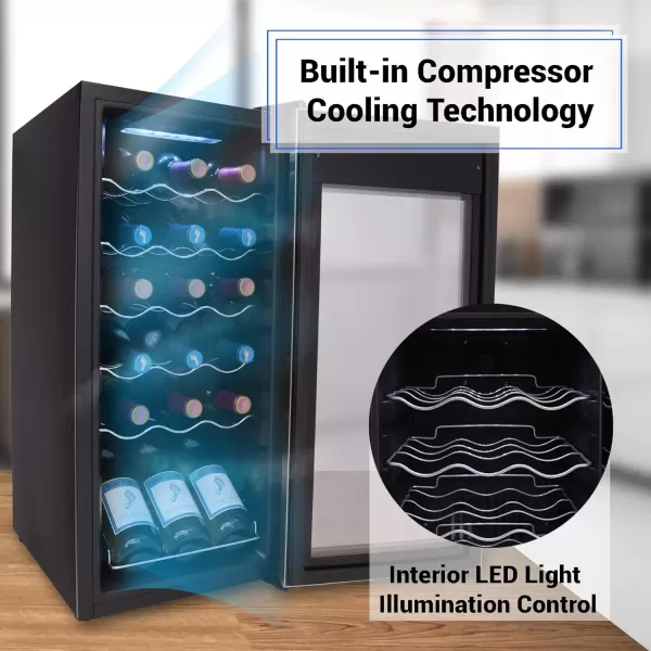 imageNutrichef 18 Bottle Slim Wine Fridge  Red ampamp White Wine Chiller  Adjustable Temperature Control 41F to 64F  Ultra Quiet Operation  Mini Wine Cooler for Home ampamp Office 30x13x17 INStainless Steel