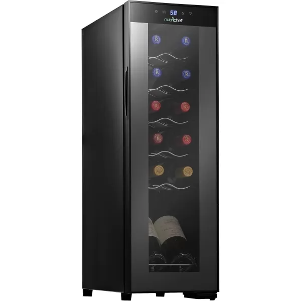 imageNutrichef 18 Bottle Slim Wine Fridge  Red ampamp White Wine Chiller  Adjustable Temperature Control 41F to 64F  Ultra Quiet Operation  Mini Wine Cooler for Home ampamp Office 30x13x17 INBlack