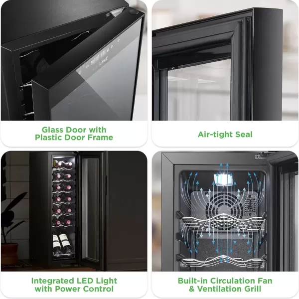 imageNutrichef 18 Bottle Slim Wine Fridge  Red ampamp White Wine Chiller  Adjustable Temperature Control 41F to 64F  Ultra Quiet Operation  Mini Wine Cooler for Home ampamp Office 30x13x17 INBlack
