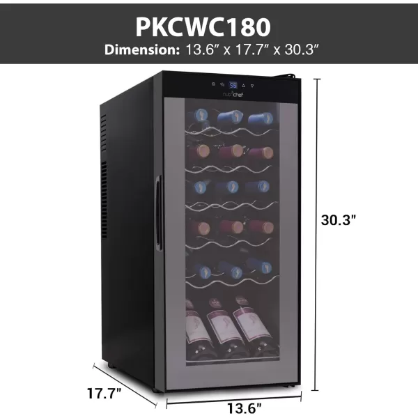 imageNutrichef 18 Bottle Slim Wine Fridge  Red ampamp White Wine Chiller  Adjustable Temperature Control 41F to 64F  Ultra Quiet Operation  Mini Wine Cooler for Home ampamp Office 30x13x17 INBlack