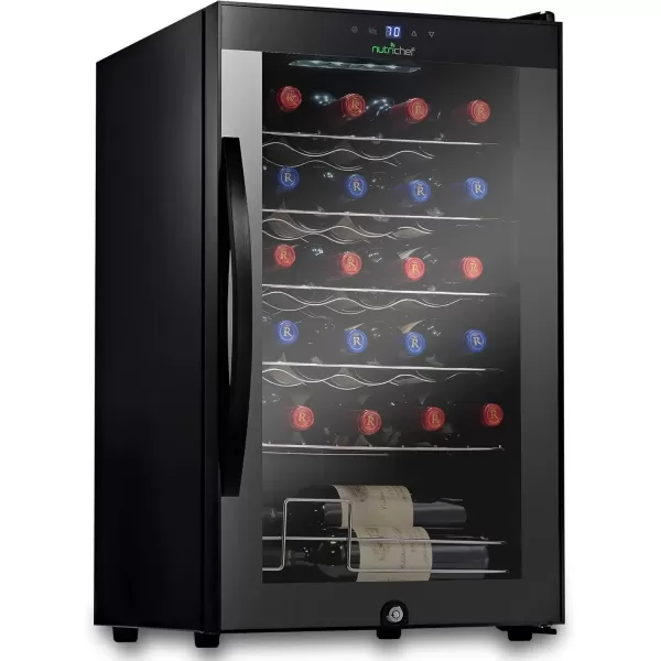 imageNutrichef 18 Bottle Slim Wine Fridge  Red ampamp White Wine Chiller  Adjustable Temperature Control 41F to 64F  Ultra Quiet Operation  Mini Wine Cooler for Home ampamp Office 30x13x17 INBlack