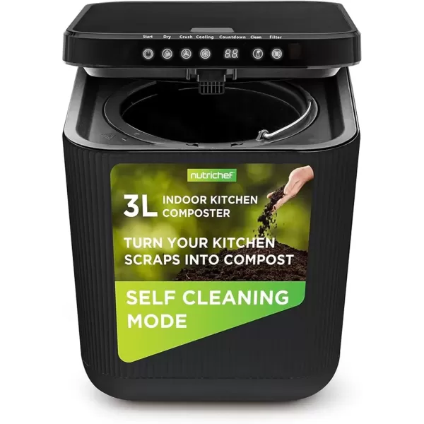 imageNutrichef 3L Electric Kitchen Composter  Composts Organic Material ampamp Food Scraps  Countertop Automatic Compost Bin  Dry Crush ampamp Cooling Functions  Perfect for Kitchens ampamp Apartments  GreyGray