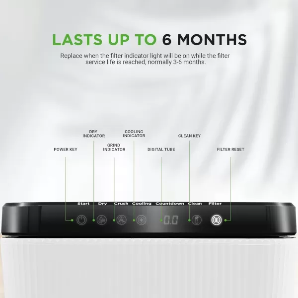 imageNutrichef 3L Electric Kitchen Composter  Composts Organic Material ampamp Food Scraps  Countertop Automatic Compost Bin  Dry Crush ampamp Cooling Functions  Perfect for Kitchens ampamp Apartments  GreyBlack Filter