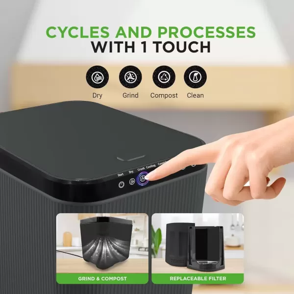 imageNutrichef 3L Electric Kitchen Composter  Composts Organic Material ampamp Food Scraps  Countertop Automatic Compost Bin  Dry Crush ampamp Cooling Functions  Perfect for Kitchens ampamp Apartments  GreyGray