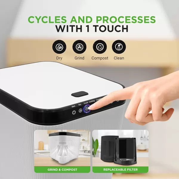 imageNutrichef 3L Electric Kitchen Composter  Composts Organic Material ampamp Food Scraps  Countertop Automatic Compost Bin  Dry Crush ampamp Cooling Functions  Perfect for Kitchens ampamp Apartments  GreyWhite