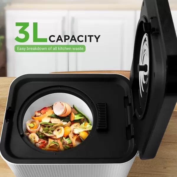 imageNutrichef 3L Electric Kitchen Composter  Composts Organic Material ampamp Food Scraps  Countertop Automatic Compost Bin  Dry Crush ampamp Cooling Functions  Perfect for Kitchens ampamp Apartments  GreyWhite