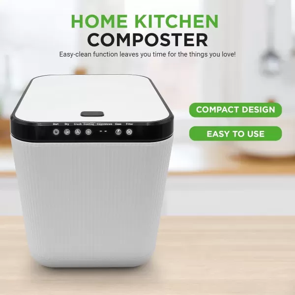 imageNutrichef 3L Electric Kitchen Composter  Composts Organic Material ampamp Food Scraps  Countertop Automatic Compost Bin  Dry Crush ampamp Cooling Functions  Perfect for Kitchens ampamp Apartments  GreyWhite