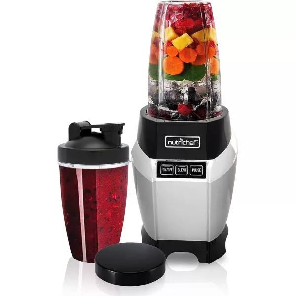 imageNutrichef NCBL1000 Personal Electric Single Serve Small Professional Kitchen Countertop Mini Blender for Shakes and Smoothies wPulse Blend Convenient Lid Co 20 ampamp 24 oz Cups Black