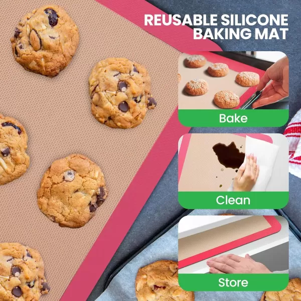 imageNutrichef Silicone Baking Mats  2 Nonstick FoodGrade Silicone Mats  Perfect for Full Baking Pans 244 x 165 IN  Ovensafe Up to 480 Degrees F  Suitable for Ovens Freezers ampamp Dishwashers  BlackPink