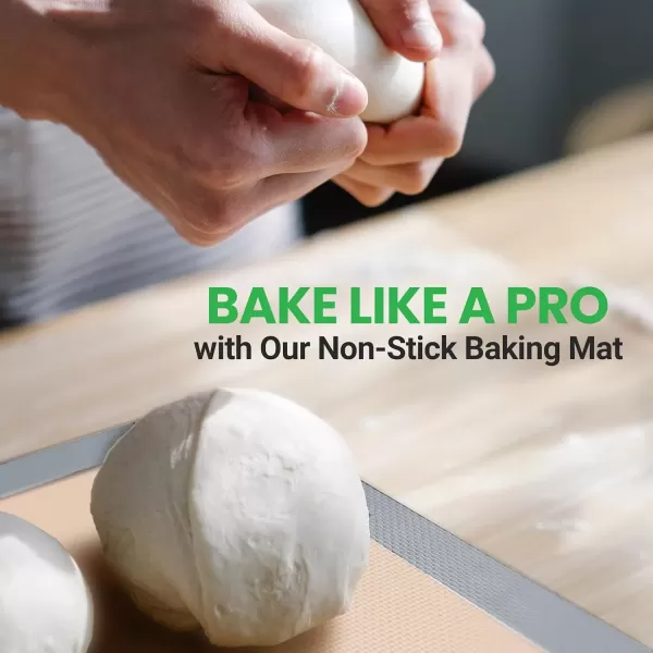 imageNutrichef Silicone Baking Mats  2 Nonstick FoodGrade Silicone Mats  Perfect for Full Baking Pans 244 x 165 IN  Ovensafe Up to 480 Degrees F  Suitable for Ovens Freezers ampamp Dishwashers  BlackGray
